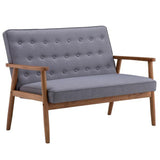 Retro Modern Wood Double Sofa